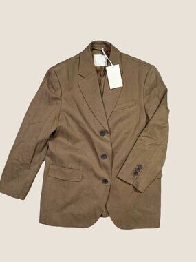 Everlane 80s Blazer Womens Size 8 Beech Brown Tailored Lyocell Cotton Jacket NWT